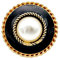 Goldgöre 5 Metall Knöpfe 23 mm schwarz gold mit Perle mit Öse zum Annähen