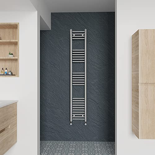 Warmehaus Straight Heated Towel Rail Chrome Radiator 1600x300mm | Contemporary Bathroom Ladder Style Radiator, Central Heating, Wall Mounted Towel Warmer, Durable Finish