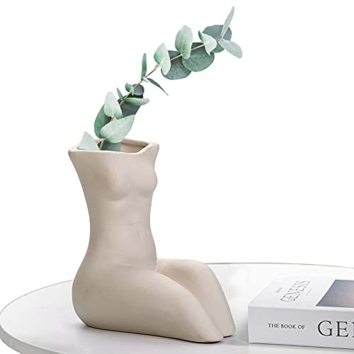 Ceramic Body Vase, Aesthetic Female Body Curve Decoration, Feminist Modern Indoor Pot Statue for, Sculptures for Flower Woman Body Vase
