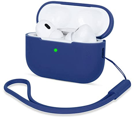 AOTUAO Kompatibel mit AirPods Pro 2 Hülle Case, Silikon Stoßfeste Schutzhülle für AirPods Pro 2. Generation 2022 Case Cover mit Silikon Lanyard, Front-LED Sichtbar, Royal Blue