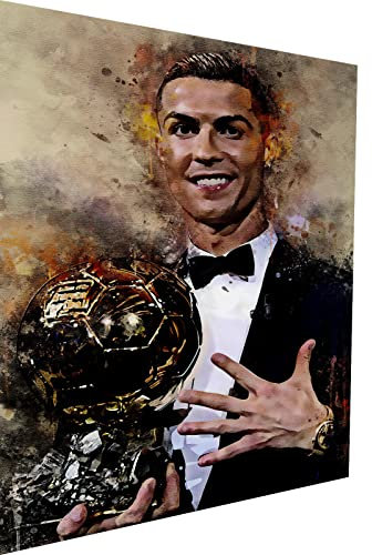 Magic Canvas Art Fußball Ronaldo Pop Art Leinwandbild 1- teilig Hochwertiger Kunstdruck Wandbilder – B8383, Material: Poster ungerahmt, Größe: 80x40 cm