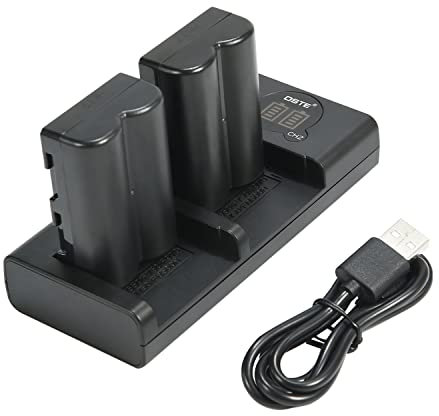 DSTE NP-FM500H Lot de 2 Piles de Rechange + Chargeur USB Double avec écran LCD Compatible avec Sony a200,a300,a350,a700,Alpha a58, a99,DSLR-A100/B,DSLR-A100K/B