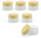 6 Pièces Petit Pot en Verre Crème, DEANKEJI Réutilisable Pot Creme Vide, 20ml Pot Transparent, avec Couverture en Grain Bois, pour Crèmes, Stockage Cosmétiques, Ltions