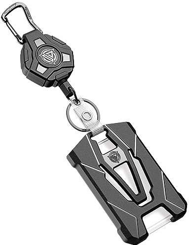 Oaridey Porte-badge rétractable robuste avec porte-carte d'identité tactique (peut contenir 6 cartes) – Enrouleur porte-clé de 80 cm