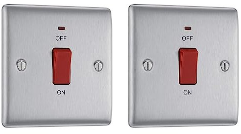 BG Electrical NBS74-01 Switched Cooker Control Unit with a Power Indicator, 45 Amp, Brushed Steel (Pack of 2)