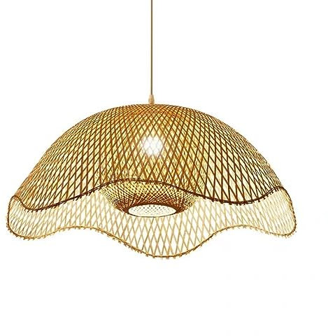 Vintage Pendelleuchte Nostalgische E27 Retro Industrial Pendellampe Handgemachte Natürliche Bambus Hängelampe Höhenverstellbare Esszimmer Cafe Studie Wohnzimmer Dekorative Kronleuchter (Größe : 60cm)