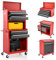 COSTWAY Large Rolling Tool Cabinet, 2-in-1 Detachable Metal Tool Chest with Drawers, Wheel, Handle, Hooks & Pegboard, Lockable Tool Box Trolley for Garage Workshop (with Middle Compartment, Red+Black)