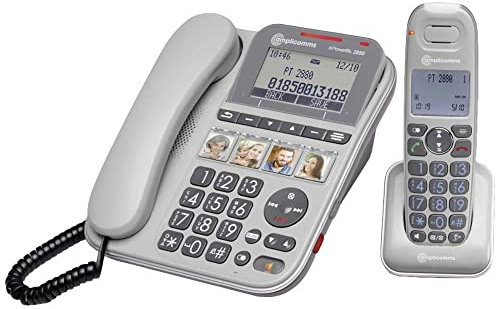 Amplicomms PowerTel 2880 Téléphone sans Fil pour Seniors répondeur, Mains Libres, pour Aide auditive