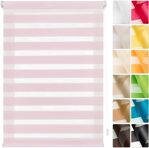 Dachfenster Verdunkelungsrollo 120 x 210 cm Ohne Bohren verdunkelnd, Klemmrollo für Fenster und Tür, Verdunklungsrollo ohne Bohren Klemmfix, für Alle Türen und Fenster, Rosa
