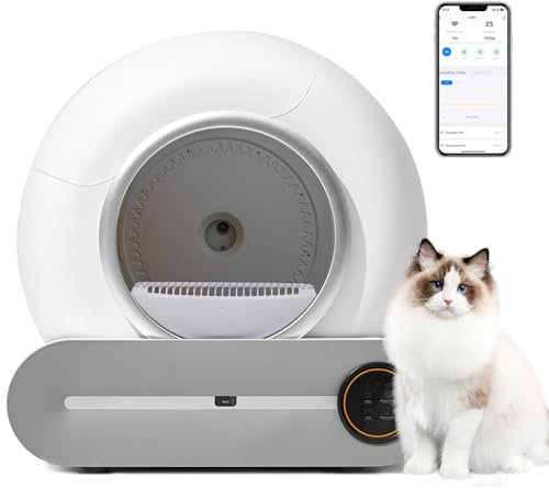 YMAOMAO Self-Cleaning Cat Litter Box, 65l + 9l Extra Large Self-Cleaning for Multiple Cats, Automatic Cat Litter Cleaner Robot with App Control, Cat Anti-Pinch/Ionic Deodorizer