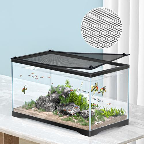 MLEJU Aquarium-Abdeckung mit Frischluftnetz, um zu verhindern, dass Fische aus dem Aquarium springen und Reptilien entkommen, verstellbare Größe, passend für Tankgröße max. 94 x 45 cm