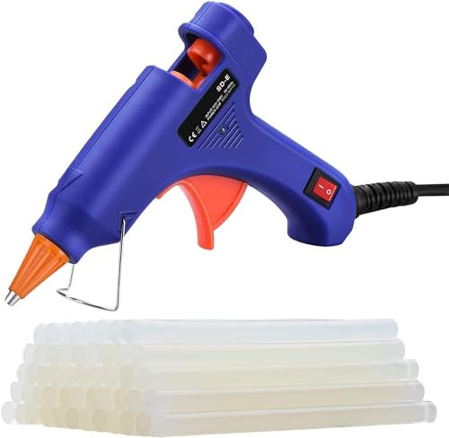 Versatile 20W Hot Glue Gun Kit, 50 Transparent Glue Sticks, Quick 3-Minute Preheating, Nozzle Protection – Ideal for DIY Crafts and Quick Repairs