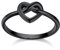 Bestyle Herz Ring Silber 925 Damenring Knotted Heart Fingerring Wickelring Silberring dünner Steck-Ring, Schwarz, Ringgröße 62