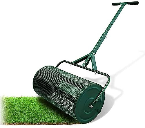 OSBELE Esparcidor de abono de 24 Pulgadas para jardín, Mango Ajustable, Cesta de Malla metálica Duradera, esparcir turba, Fertilizantes y Semillas, Green-Separate40x60cm