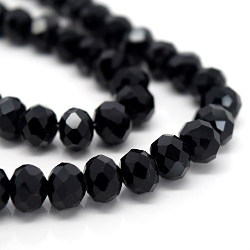 Faceted Glass Rondelle Beads for Jewellery Making 4mm,6mm,8mm,10mm - Pick Size and Colour (8X6MM - (130PCS), Jet)