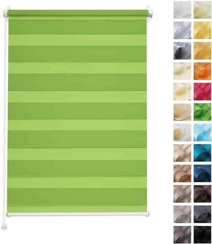Rettika Doppelrollo ohne Bohren, klemmfix - Grün, Breite: 80cm, Höhe 150 - Rollos für Fenster ohne Bohren, Fenster rollos für innen, Duo Rollo