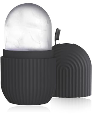 1 rodillo de hielo, cara de hielo, bandeja de hielo facial con brazo de hielo, tratamiento facial, masajeador facial, cuidado del contorno de hielo, reduce la hinchazón (negro)