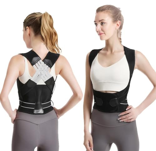 Roinaid Rücken Geradehalter Haltungskorrektur Rücken Damen und Herren, Haltungskorrektur Leicht Atmungsaktiv Bandage Rückenstütze Schultergurt, Rückenstützgürtel für Schmerzen Liendern (schwarz).