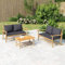 Rantry Banc de jardin en bambou avec coussins gris foncé Canapés modulaires d'extérieur