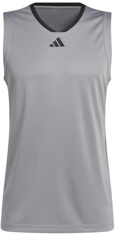 adidas Men's Basketball Legends Tank, Grey Three/Black, M