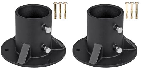 2 x 65 mm Pfostensockel, robuste Zaun-Briefkasten-Fahnenmast-Halterung, Poolleiter-Befestigungspfostenanker, Metallgeländer, Bodenflansch, Veranda, Geländer, Pfostenhalter, Poolleiter, Befestigung,