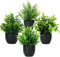Laelfe 4 Pcs Small Artificial Plants in Pots Mini Fake Potted Plants for Indoor Table Desk Shelf Bathroom Decor (4 Black-New)