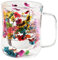Fravsiu Glass Coffee Mugs | Double Wall Tea Cups | Clear Espresso Cups | Floral Patterned Mugs with Handle, Double Insulated Coffee Cups for Women