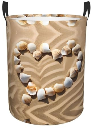 Strandkorb mit Muschelsanddruck, rund, 49,6 cm, freistehend, zusammenklappbar
