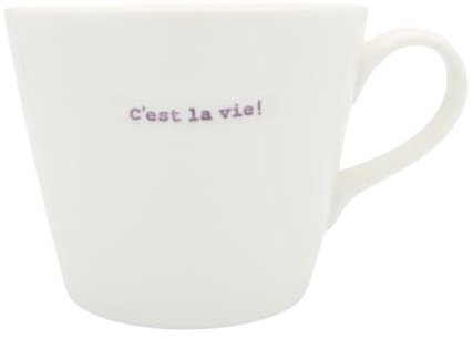 Keith Brymer Jones - French/Francais Word Range - Standard Ceramic White Mug - C'est la Vie! (Lilac) - 350ml - Gift Boxed