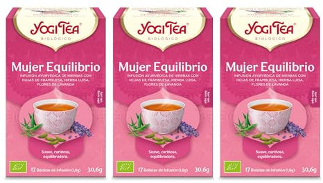 Yogi Tea - L'equilibrio delle Donne - Infuso Ayurvedico - Miscela di Lampone, Verbena di Limone e Fiori di Lavanda - Senza Caffeina - Confezione da 3x17 bustine (51 bustine in totale)