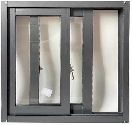 Finestre interne ed esterne scorrevoli orizzontalmente, finestre for fienili con vetro, finestre for bagno domestico con serratura, garage, casa colonica, finestre for mansarda(Grey,W60xh60cm/24x24in)