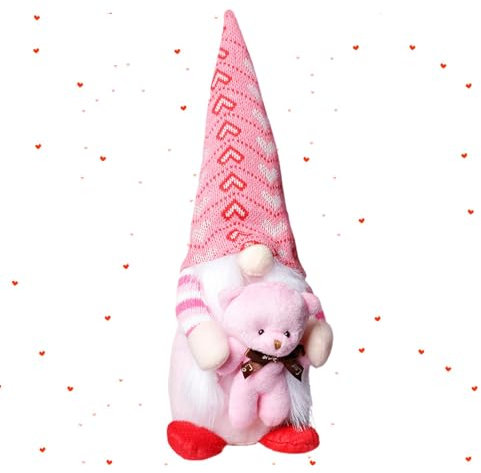 Gwtdtoad Valentinstag Deko Wichtel Süße Valentines Zwerge Plüsch Gnompuppe Dekorationen Gestrickte Rosa Valentinstag Gesichtslose Puppen Für Schlafzimmer, Hochzeits, Valentinstags Dekorationen 35 cm