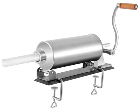 Wurstfüller Wurstfüllmaschine, 3L Manuell Horizontale Küchen Edelstahl Professionelles Hausgemachtes Wurstfüllrohr 17/21/25/29mm mit 4 Füllrohre