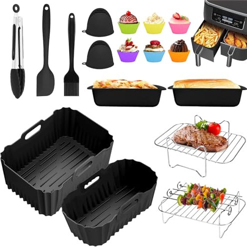 Accessori per frittura ad aria calda Accessori per aeroppazioni per Philips Dual Basket Air Fry 3000 Serie,silicone ad aria a doppia zona,compresa la teglia,griglia a griglia,torta,forno di pane