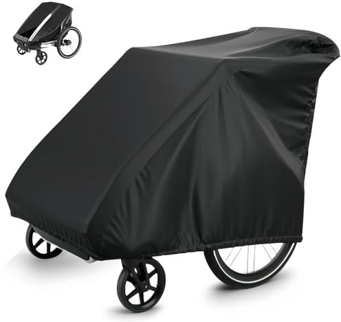 WANDGU Faltgarage für Fahrradanhänger: Universell Abdeckung für Fahrradanhänger aus 210D Oxford, Wasserdicht Abdeckung Fahrradanhänger mit UV-Schutz, Fahrradanhänger Abdeckung Zubehör (140*88*92CM)