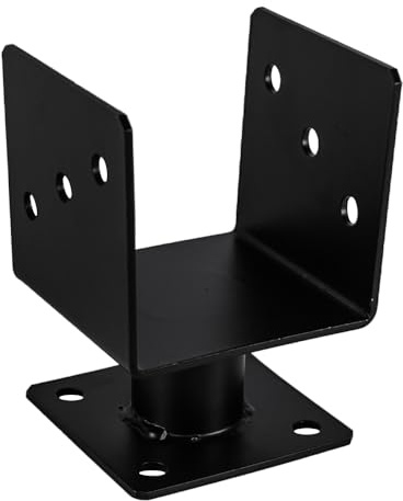 Heavy Duty Black Powder Coated Elevated Bolt Down Pergola Post Support - Premium Post Shoe - Ground Anchor (100mm - 4x4)
