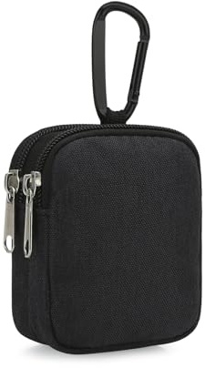 JINSI Mini Pouch Coin Purse Small Organizer Bag (Black) | Travel Gadget Bag for Phone Charger, Airpods, Cables, Cards, Keys, Wallet Zipper Pocket with Hook