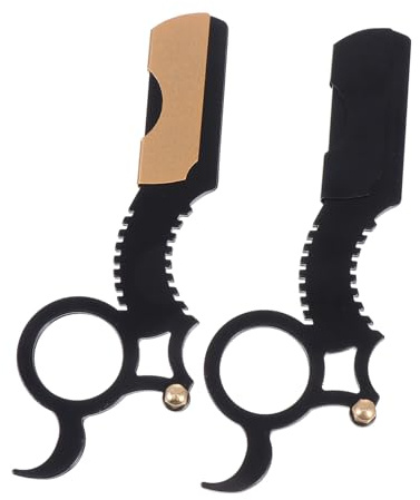 TOPPERFUN 2 Stück Schnurrbartrasierer aus Rostfreiem Edelstahl Handlicher Rasierer und Bartschneider für Präzises Rasieren und Friseur Anwendung Langlebig und Rostresistent Zufällige Farbe