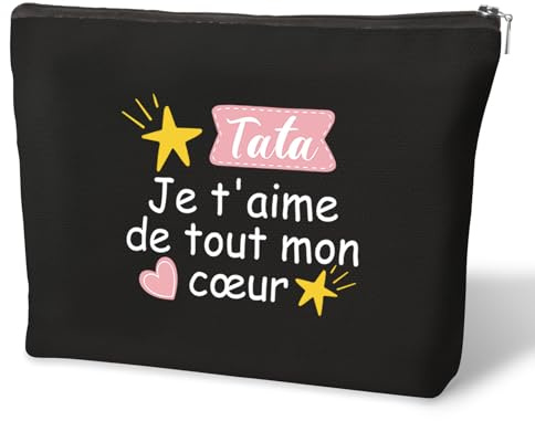Cadeau Tata, Cadeau pour Tata, Cadeaux Tante Tatie Valentine Anniversaire Noel Paques Cadeaux Original Idee Maquillage Pochette Cosmétique Sacs Trousse de Toilette Femme