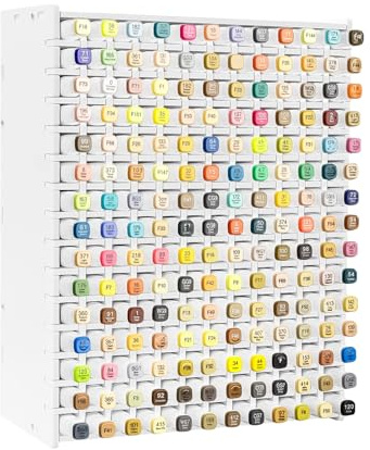 GAESHOW Marker Pen Storage Organiser, Art Marker Storage Rack for 180 Markers, PVC Pen Holder Organiser for Desk, Universal Art Marker Organiser for Home Classroom Office