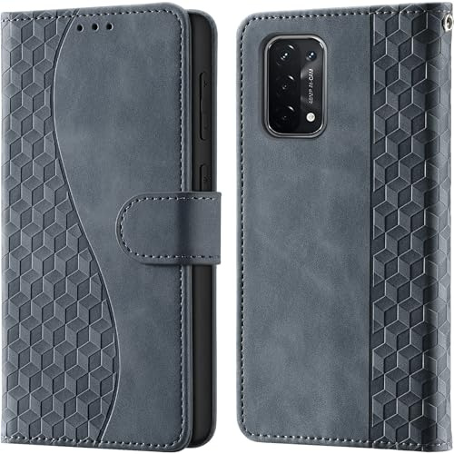 CaseGla Cover per Oppo A54 / A74 5G custodia portafoglio Grigio | Blocco RFID, 3 scomparti carte, 1 tasca banconote, Chiusura magnetica, Supporto, Pelle PU flip cover per Oppo A93 / A93s 5G