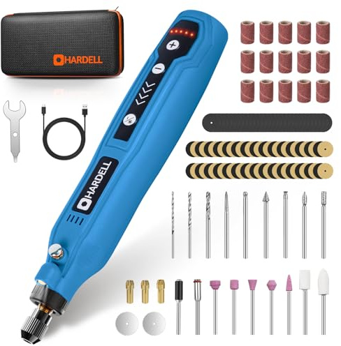 HARDELL Cordless Rotary Tool Kit with 69 Accessories - 5-Speed Mini Power Tool, USB Rechargeable for Drilling, Sanding, Polishing, Engraving (DIY & Crafts)