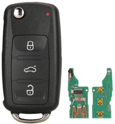 5K0837202AD 3 Buttons For VW Key Fob Flip Remote For VolksWagen VW Beetle Golf MK6 Transporter T5 Polo Tiguan Jetta Caddy UP Scirocco key with ID48 chip Replace or Add VolksWagen Key Fob