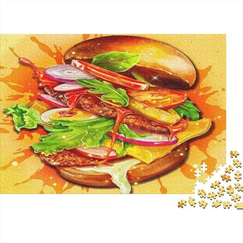 1000 Teile Gourmet Burger Puzzle für Erwachsene Dickes Papier Lernspiel Lebensmittel Entspannung Wanddeko Gesellschaftsspiel 70x50cm/1000pcs