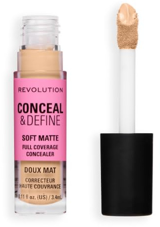 Revolution Conceal & Define Concealer, C6N Hell | Volle Deckkraft, Mattes Finish für Augenringe, Rötungen & Unreinheiten, Vegan & Tierversuchsfrei, 3,5ml