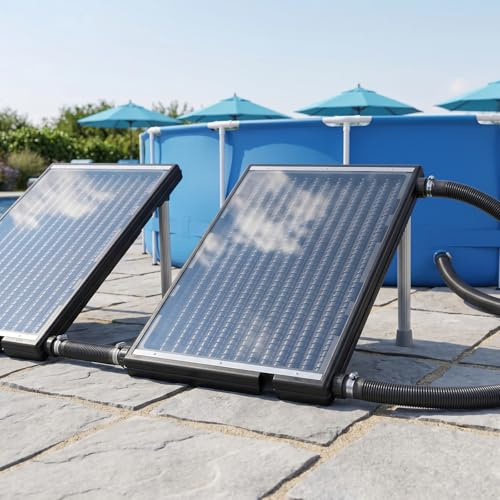 Suusolny 1 chauffage solaire de piscine, modèle droit, réglable en hauteur, panneau solaire de 15 l avec accessoires, plaque chauffante solaire résistante aux UV pour piscines hors sol et souterraines