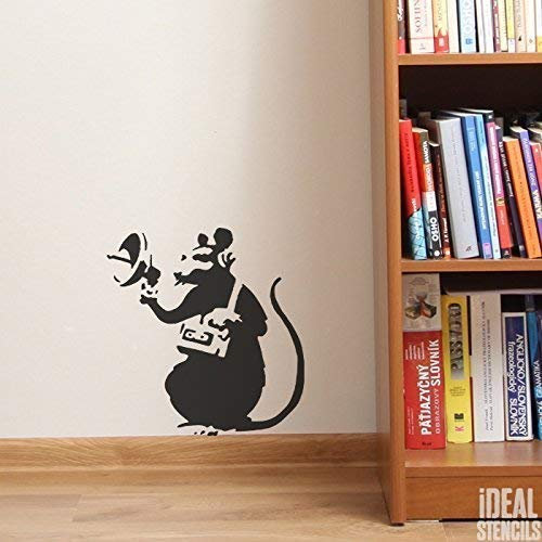 Ideal Stencils Banksy Ratte Graffiti Schablone - Radar Ratte/Wiederverwendbar Heim Dekor & Kunst Handwerk Malerei Schablone - halb geschliffen Durchsichtig Schablone, XS/ 11X12CM