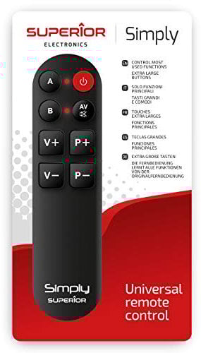 Superior Electronics SIMPLY - Telecomando Universale Autoapprendente con Due Banchi di Memoria - Ideale per Anziani e Hotel - Richiede Telecomando Originale per Programmazione - Nero - SUPTLB001