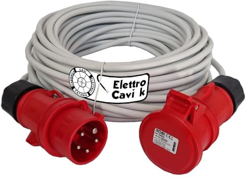 PROLUNGA ELETTRICA INDUSTRIALE TRIFASE 16A 25 METRI 3P+N+T IP54 380V 5 POLI CON CAVO FROR 5G2.5 MM² ASSORBIMENTO 8300 WATT FLESSIBILE PROFESSIONALE MADE IN ITALY