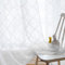 MYSTIC-HOME Weiße, durchsichtige Vorhänge, transparente Gardinen mit Stangentaschen, Besticktes marokkanisches Fliesengitter-Design, halbvoile Fenstervorhänge, Spalierweiß, 132,1 cm B x 213,4 cm L
